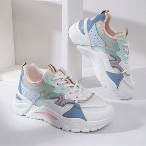 White and Pastel Chunky Sneakers / Tennis Shoes - NWOT